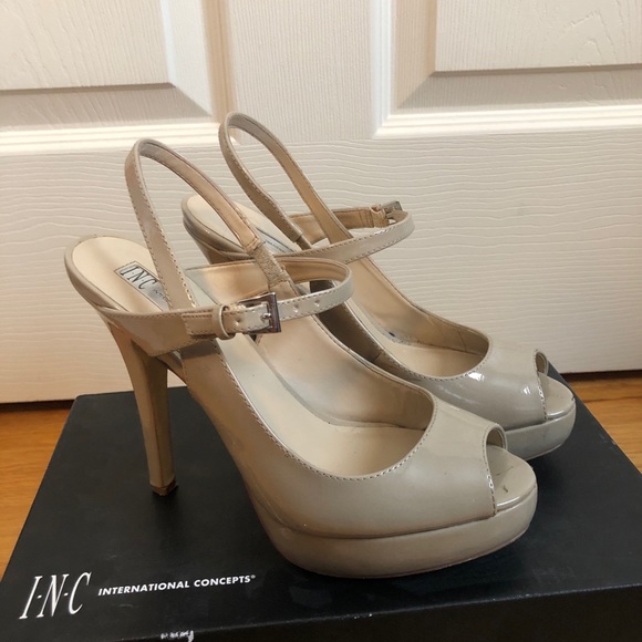 INC Peep Toe Nude Heels - Picture 1 of 7